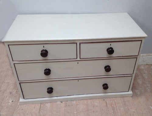 old painted pine low chest of drawers